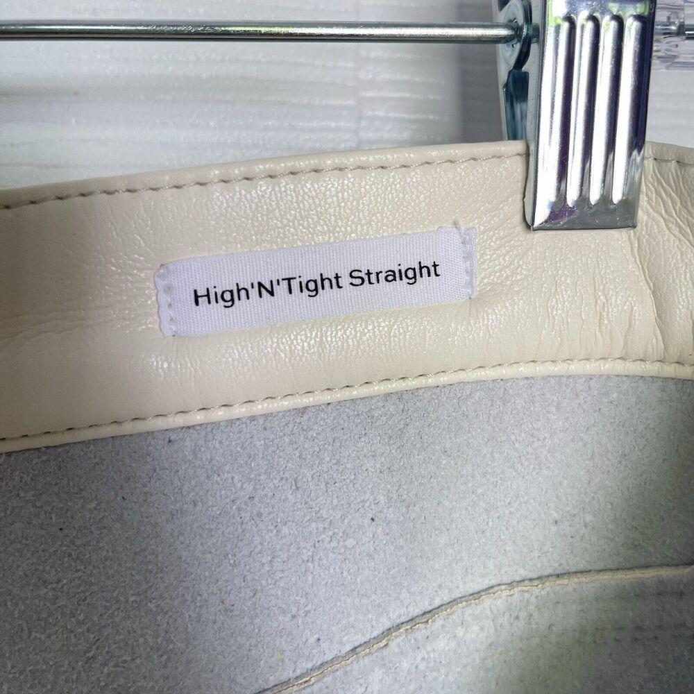 FRAME Womens Pants Size 32 Ivory Bone Faux Leather Straight Jean New - Picture 16 of 16